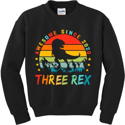 Three Rex 3rd Birthday Third Dinosaur 3 Year Old Kids Sweatshirt