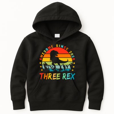 Three Rex 3rd Birthday Third Dinosaur 3 Year Old Kids Hoodie