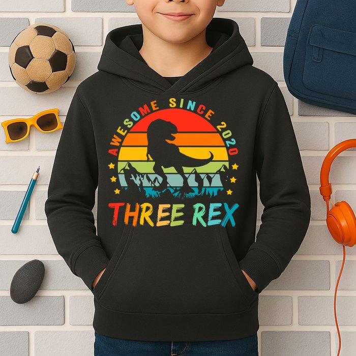 Three Rex 3rd Birthday Third Dinosaur 3 Year Old Kids Hoodie