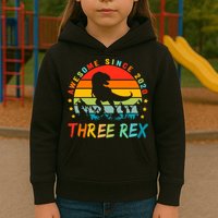 Three Rex 3rd Birthday Third Dinosaur 3 Year Old Kids Hoodie