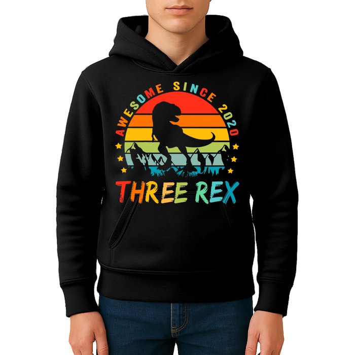 Three Rex 3rd Birthday Third Dinosaur 3 Year Old Kids Hoodie