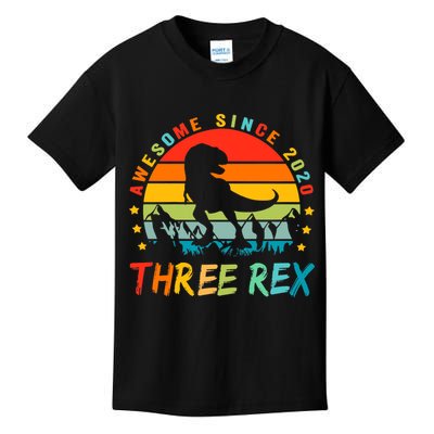 Three Rex 3rd Birthday Third Dinosaur 3 Year Old Kids T-Shirt