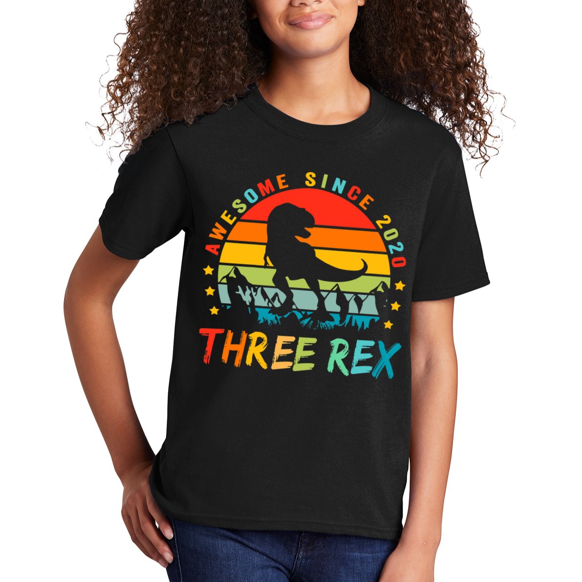 Three Rex 3rd Birthday Third Dinosaur 3 Year Old Kids T-Shirt