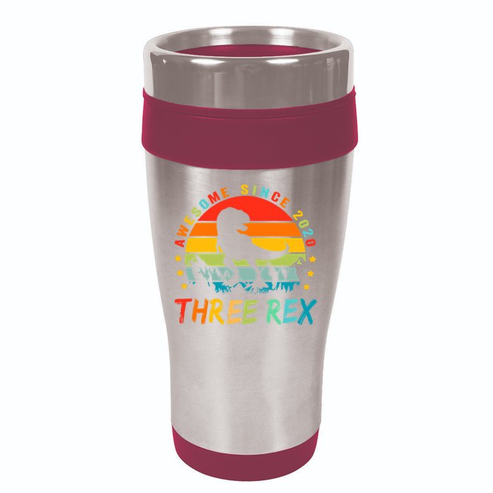 Three Rex 3rd Birthday Third Dinosaur 3 Year Old 16oz Travel Tumbler
