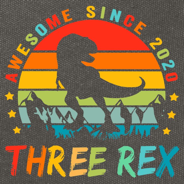Three Rex 3rd Birthday Third Dinosaur 3 Year Old Cotton Canvas Backpack