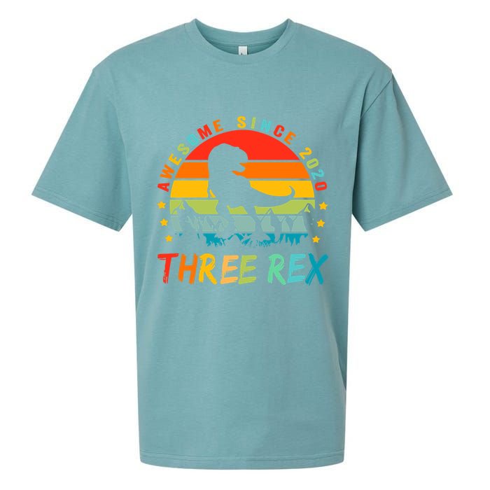 Three Rex 3rd Birthday Third Dinosaur 3 Year Old Sueded Cloud Jersey T-Shirt