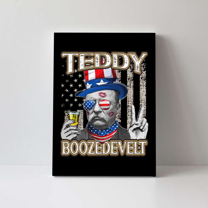 Theodore Roosevelt 4th July Teddy Boozedevelt American Flag Canvas