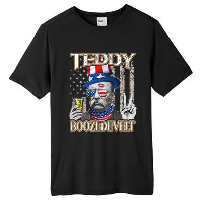 Theodore Roosevelt 4th July Teddy Boozedevelt American Flag Tall Fusion ChromaSoft Performance T-Shirt