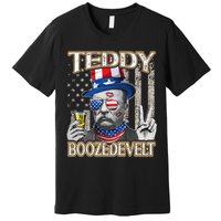 Theodore Roosevelt 4th July Teddy Boozedevelt American Flag Premium T-Shirt