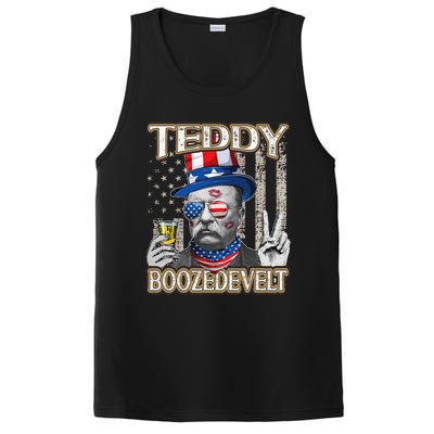 Theodore Roosevelt 4th July Teddy Boozedevelt American Flag PosiCharge Competitor Tank