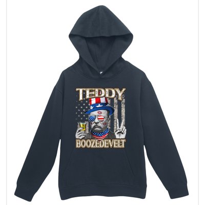 Theodore Roosevelt 4th July Teddy Boozedevelt American Flag Urban Pullover Hoodie