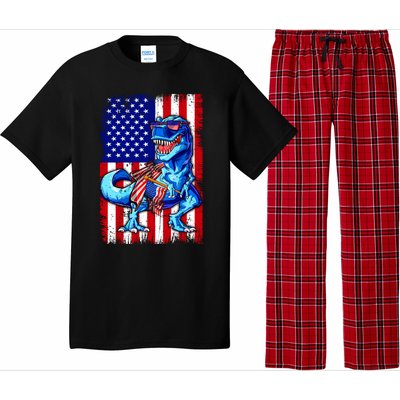 T Rex 4th Of July Dino Men American USA Flag Pajama Set