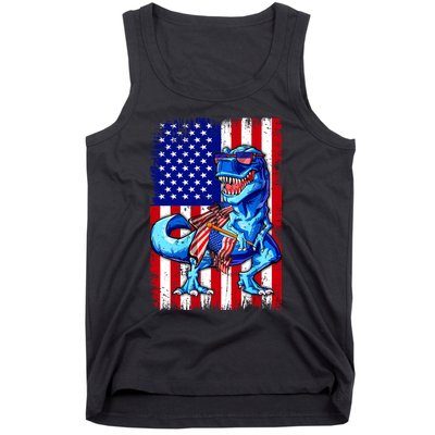 T Rex 4th Of July Dino Men American USA Flag Tank Top