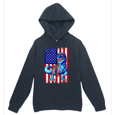 T Rex 4th Of July Dino Men American USA Flag Urban Pullover Hoodie