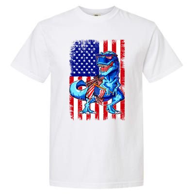 T Rex 4th Of July Dino Men American USA Flag Garment-Dyed Heavyweight T-Shirt