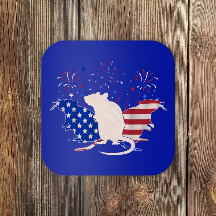 Three Rat 4th Of July Patriotic American Flag Great Gift Coaster