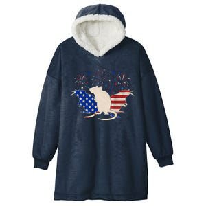 Three Rat 4th Of July Patriotic American Flag Great Gift Hooded Wearable Blanket