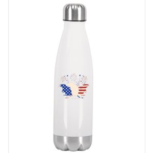 Three Rat 4th Of July Patriotic American Flag Great Gift Stainless Steel Insulated Water Bottle