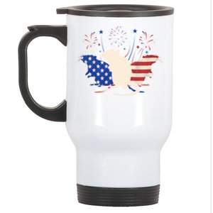 Three Rat 4th Of July Patriotic American Flag Great Gift Stainless Steel Travel Mug