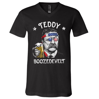 Theodore Roosevelt 4th Of July V-Neck T-Shirt