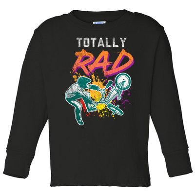 Totally Rad 80s Bmx Bike Vintage Racing Biking Cycling Gift Toddler Long Sleeve Shirt