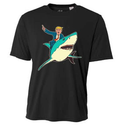 Trump Rides A Shark Trump Shark Cooling Performance Crew T-Shirt