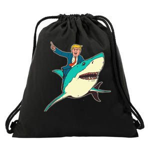 Trump Rides A Shark Trump Shark Drawstring Bag