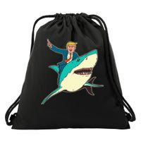 Trump Rides A Shark Trump Shark Drawstring Bag