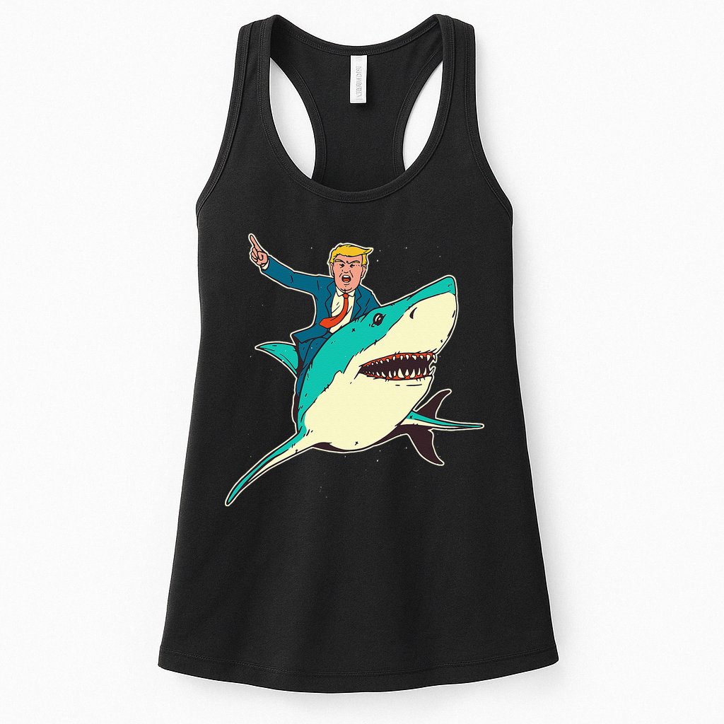 Trump Rides A Shark Trump Shark Womens Tank Top