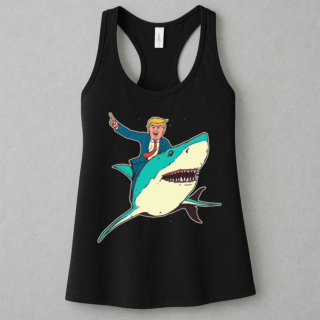 Trump Rides A Shark Trump Shark Womens Tank Top