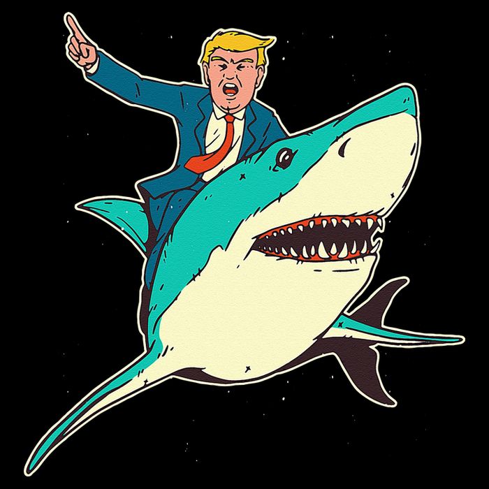 Trump Rides A Shark Trump Shark Womens Tank Top