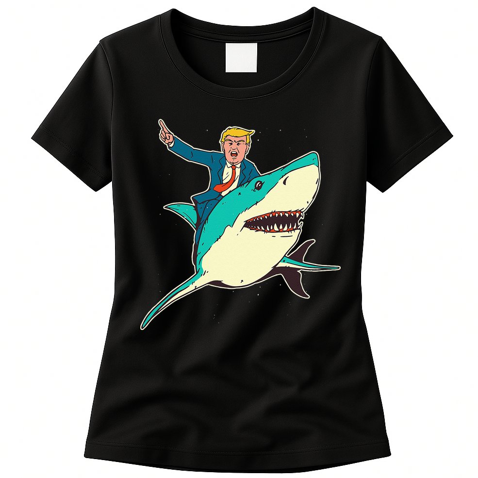Trump Rides A Shark Trump Shark Womens T-Shirt