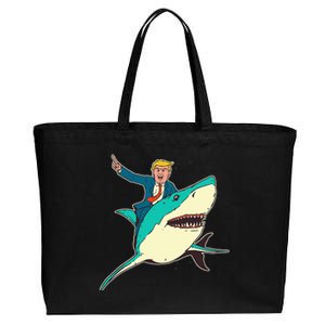 Trump Rides A Shark Trump Shark Cotton Canvas Jumbo Tote