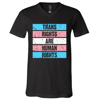 Tran Rights Are Human Rights Lgbt Flag Gay V-Neck T-Shirt