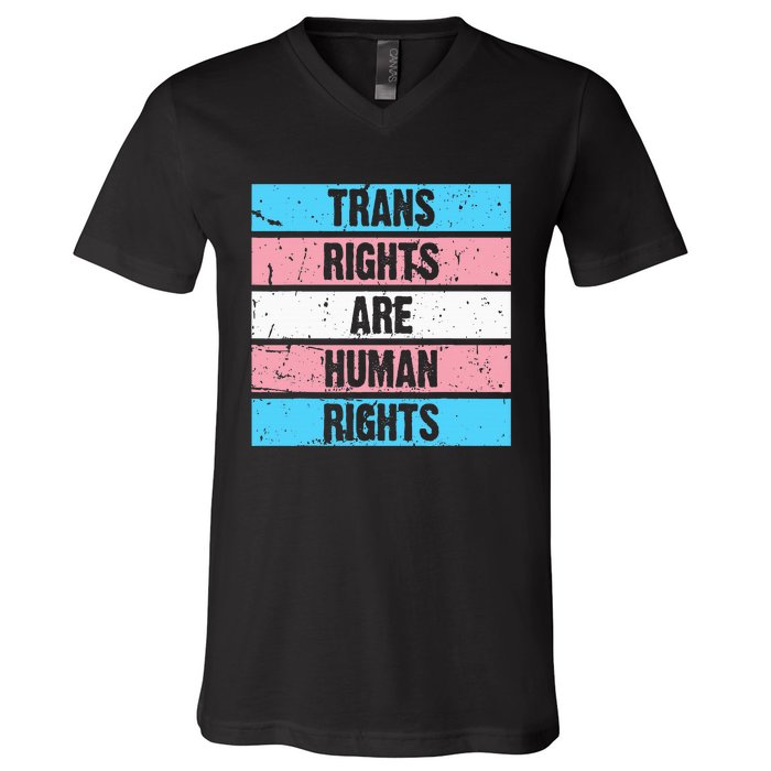 Tran Rights Are Human Rights Lgbt Flag Gay V-Neck T-Shirt