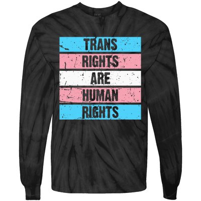 Tran Rights Are Human Rights Lgbt Flag Gay Tie-Dye Long Sleeve Shirt