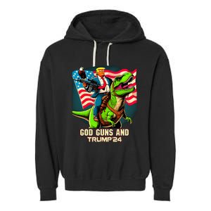 Trump Riding A Trex God Guns And Trump Garment-Dyed Fleece Hoodie