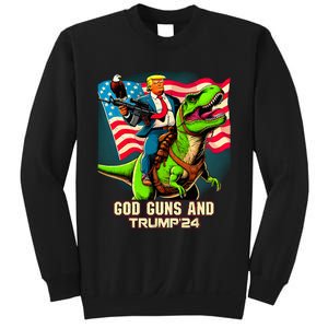 Trump Riding A Trex God Guns And Trump Sweatshirt