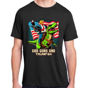 Trump Riding A Trex God Guns And Trump Adult ChromaSoft Performance T-Shirt