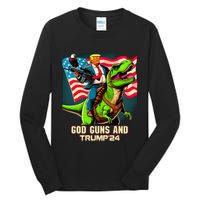 Trump Riding A Trex God Guns And Trump Tall Long Sleeve T-Shirt