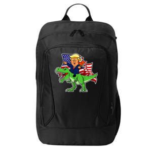 Trump Riding A Dinosaur Trex Funny Merica Patriotic City Backpack