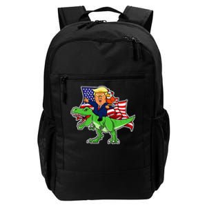 Trump Riding A Dinosaur Trex Funny Merica Patriotic Daily Commute Backpack