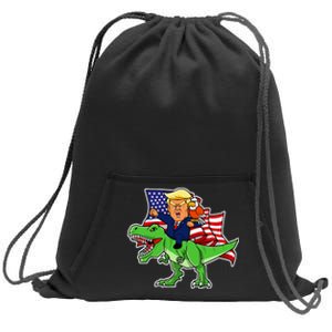 Trump Riding A Dinosaur Trex Funny Merica Patriotic Sweatshirt Cinch Pack Bag