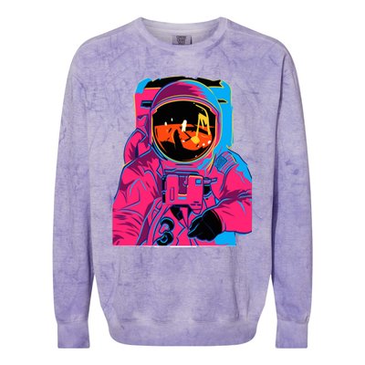 Trippy Rainbow Astronaut Colorblast Crewneck Sweatshirt