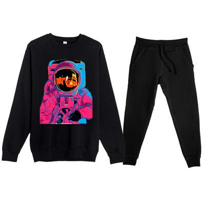 Trippy Rainbow Astronaut Premium Crewneck Sweatsuit Set