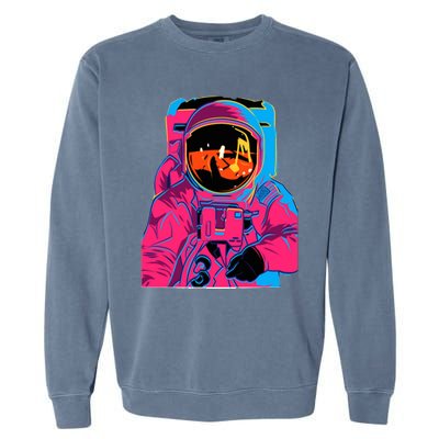 Trippy Rainbow Astronaut Garment-Dyed Sweatshirt