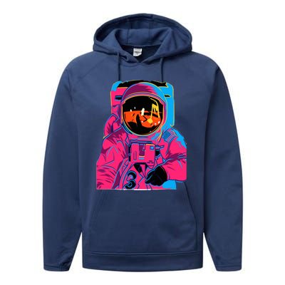 Trippy Rainbow Astronaut Performance Fleece Hoodie