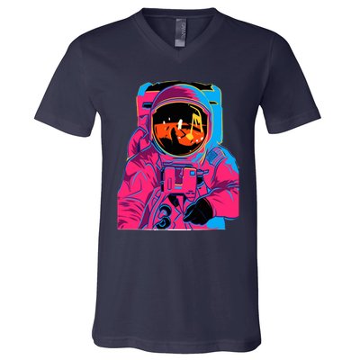 Trippy Rainbow Astronaut V-Neck T-Shirt