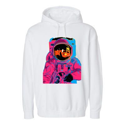 Trippy Rainbow Astronaut Garment-Dyed Fleece Hoodie