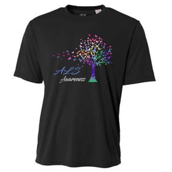 Tree Ribbon ALS Awareness Cooling Performance Crew T-Shirt